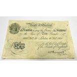 1938 BANK OF ENGLAND TEN POUNDS WHITE BANKNOTE, PEPPIATT SIGNATURE,