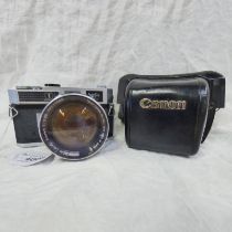 CANON MODEL 7 35 MM CAMERA BODY NO 853960 WITH CANON LENS 50 MM, 1:0.