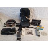 SELECTION OF CAMERAS & ACCESSORIES TO INCLUDE; BAUER C14XL CAMCORDER WITH CASE,