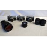 EIGHT 35 MM SLR CAMERA BODIES INCLUDING NIKON F-801S, MINOLTA DYNAX 300SI, PENTAX ME SUPER,