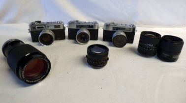 EIGHT 35 MM SLR CAMERA BODIES INCLUDING NIKON F-801S, MINOLTA DYNAX 300SI, PENTAX ME SUPER,