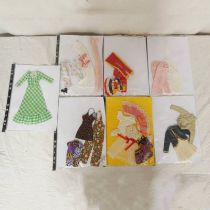 SELECTION OF 6 VINTAGE BARBIE OUTFITS INCLUDING WEDDING DRESS, COCKTAIL DRESS AND OTHERS.