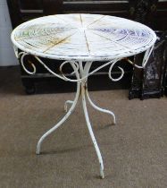 PAINTED CIRCULAR METAL GARDEN TABLE.