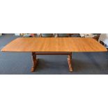ERCOL BLONDE BEECH WOOD REFECTORY STYLE EXTENDING DINING TABLE WITH 3 EXTRA LEAVES,
