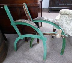 PAIR OF PAINTED CAST METAL GARDEN BENCH ENDS