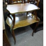 20TH CENTURY CONTINENTAL CENTRE TABLE WITH DECORATIVE BRASS ORMOLU MOUNTS AND 2 GRADUATED TIERS ON