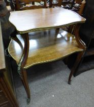 20TH CENTURY CONTINENTAL CENTRE TABLE WITH DECORATIVE BRASS ORMOLU MOUNTS AND 2 GRADUATED TIERS ON