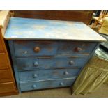 PAINTED PINE CHEST OF 2 SHORT OVER 3 LONG DRAWERS,
