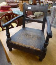 19TH CENTURY PINE CHILD'S LADDER BACK ARMCHAIR