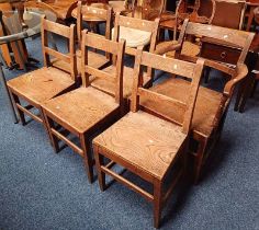 SET OF 6 19TH CENTURY OAK & ELM KITCHEN CHAIRS IN VARIOUS CONDITIONS