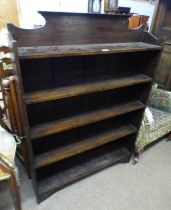 20TH CENTURY OAK OPEN BOOKCASE 128.5 CM TALL X 91.