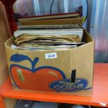 GOOD SELECTION OF RECORDS IN ONE BOX & 2 RECORD STANDS