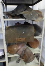 GOOD SELECTION OF LEATHER SADDLES & SADDLE BAG - ALL IN USED CONDITION