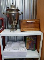 METAL SAMOVAR, BREAD BIN,