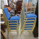 SET OF 11 20TH CENTURY METAL FABRIC STACKABLE CHAIRS