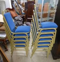 SET OF 11 20TH CENTURY METAL FABRIC STACKABLE CHAIRS