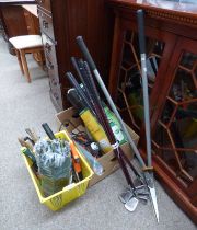 GOOD SELECTION OF GARDEN TOOLS OF INCLUDE HATCHET, LOPPERS ETC.