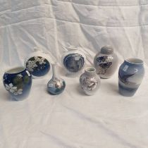 SELECTION OF ROYAL COPENHAGEN VASES & GINGER JARS TALLEST 15 CM