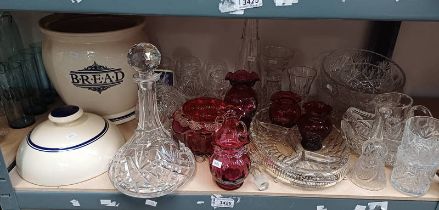 SELECTION OF LATE 19TH CENTURY & OTHER CRANBERRY GLASS ,