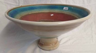 LARGE ART POTTERY BOWL (AS FOUND) DIAMETER 46 CMS Condition Report: One half of the