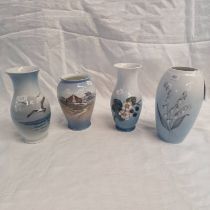 3 ROYAL COPENHAGEN VASES TO INCLUDE VASE WITH GULLS SCENE, VASE WITH FLORAL DECORATION,