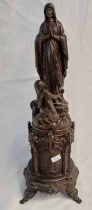 METAL STATUE MARKED MIRACLE DU CIERGE 5 AVRIL 1858 VM284 HEIGHT 41 CMS