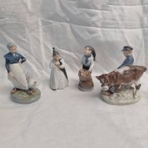 4 ROYAL COPENHAGEN FIGURES TO INCLUDE BOY WITH CALF GIRL WITH GOOSE, BOY WITH UMBRELLA ETC.