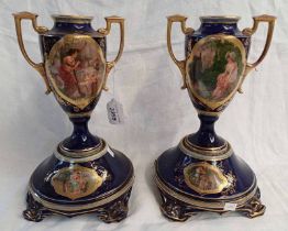 2 LATE 19TH CENTURY CONTINENTAL PORCELAIN VASES WITH BEEHIVE MARK.