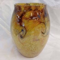 YELLOW MONART GLASS VASE,