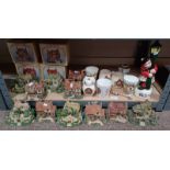 A LARGE SELECTION LEONARDO HOUSES, SOME WITH BOXES MUSICAL SCOTSMAN BOTTLE,