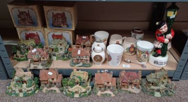 A LARGE SELECTION LEONARDO HOUSES, SOME WITH BOXES MUSICAL SCOTSMAN BOTTLE,
