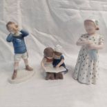 3 BING AND GRONDAHL FIGURES TO INCLUDE MOTHER WITH BABY, BOY WITH TRUMPET,