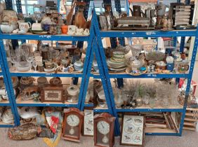 VARIOUS PORCELAIN, GLASSWARE, SELECTION RECORDS, MANTLE CLOCKS,