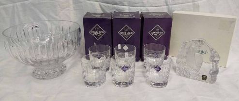 WATERFORD CRYSTAL MARQUIS BOWL 24 CM WIDE, SET 6 EDINBURGH CRYSTAL GLASSES ETC.