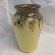 YELLOW AND GOLD PERTHSHIRE GLASS VASE,