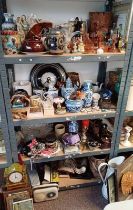 VARIOUS ORIENTAL VASES, BLUE AND WHITE WARE, ART POTTERY, RADIO, HAND BAGS, ART GLASS,