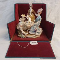 ROYAL WORCESTER PORCELAIN FIGURE GROUP - THE TEA PARTY, SIGNED.