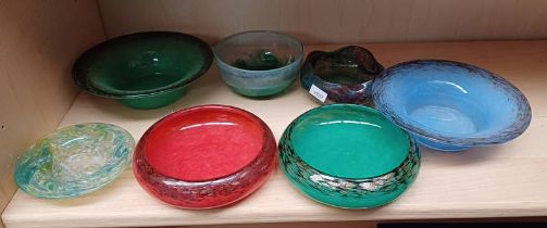7 PIECES PERTHSHIRE ART GLASS,