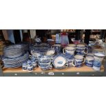 SPODE ITALIAN DESIGN BLUE & WHITE DINNER SERVICE WITH TUREENS, ASHETS ,