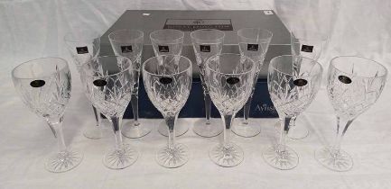 BOXED SET OF 6 ROYAL DOULTON CRYSTAL CHAMPAGNE FLUTES & BOXED AYNSLEY WINE GLASSES