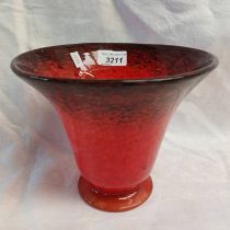 RED AND BLACK MONART TAPERING GLASS VASE,