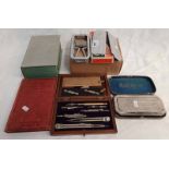 ROLLS RAZOR IN BOX, CASED DRAWING SET, MAHOGANY CASED DRAWING SET WITH PARALLEL RULES,