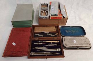 ROLLS RAZOR IN BOX, CASED DRAWING SET, MAHOGANY CASED DRAWING SET WITH PARALLEL RULES,