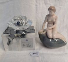 ROYAL COPENHAGEN FIGURE THE MERMAID & ROYAL COPENHAGEN CUT GLASS BOWL