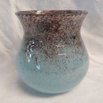 BLUE MONART GLASS VASE, 14.