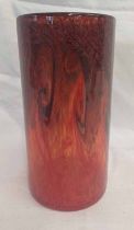 RED AND BLACK TINTED STRATHEARN GLASS VASE, 19.