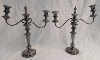 PAIR OF SILVER PLATED CANDLEABRAS