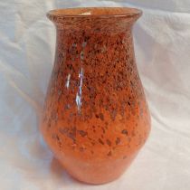 ORANGE AND GOLD MONART GLASS VASE, 23.