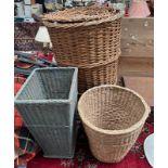 3 WICKER BASKETS,