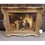 JOHN RITCHIE FLORISANT SIGNED TO REVERSE 19TH CENTURY GILT FRAMED OIL PAINTING 29 X 39 CM